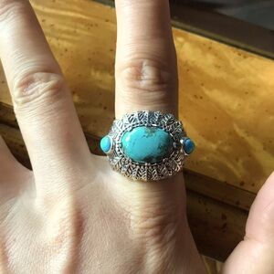 Natural Blue Turquoise Sterling Silver Ring